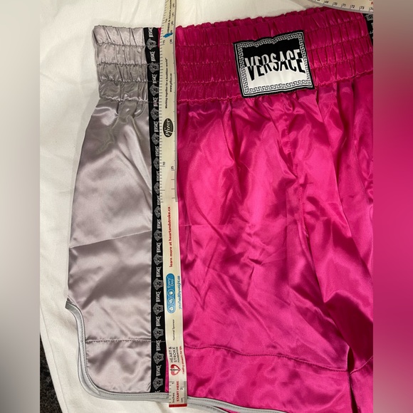 VERSACE Pink and Silver Unisex Boxing Shorts NWT shiny leg slit cute rare Maitai - Picture 11 of 13